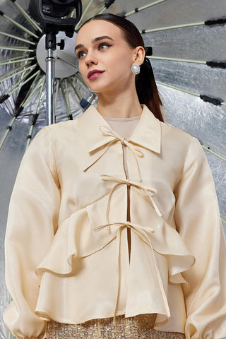 Liva Lace-Up Jacket Cream