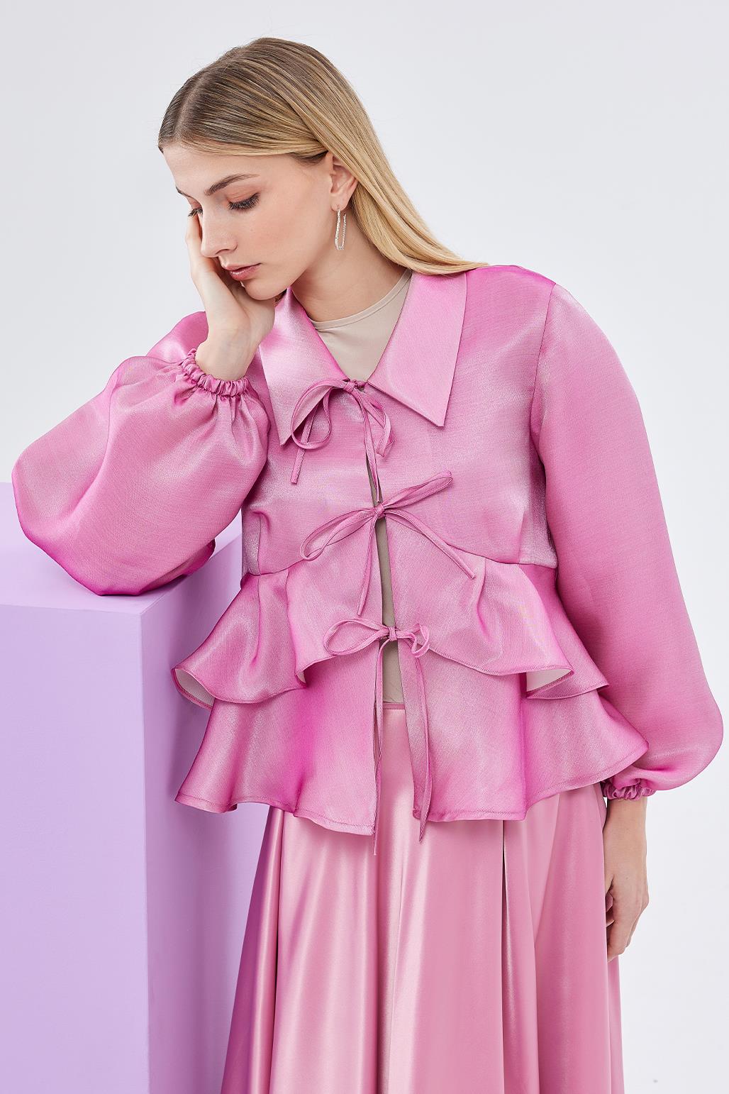 Liva Lace-Up Jacket Pink