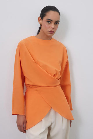Loas Poplin Tied Wrap Tunic Apricot
