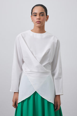 Loas Poplin Tied Wrap Tunic Ecru