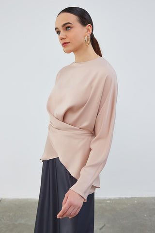 Loas Poplin Tied Wrap Tunic Cappuccino