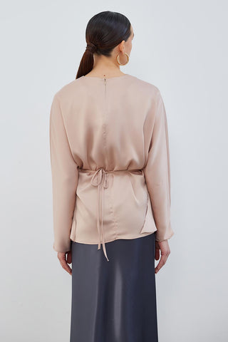 Loas Poplin Tied Wrap Tunic Cappuccino