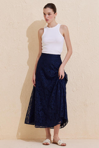 Loi Lace Bell Skirt Dark Blue