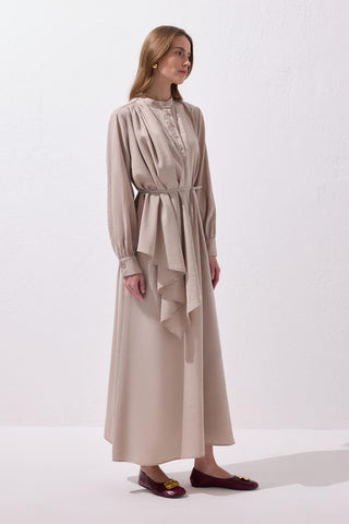 Loi Shawl Collar Dress Stone