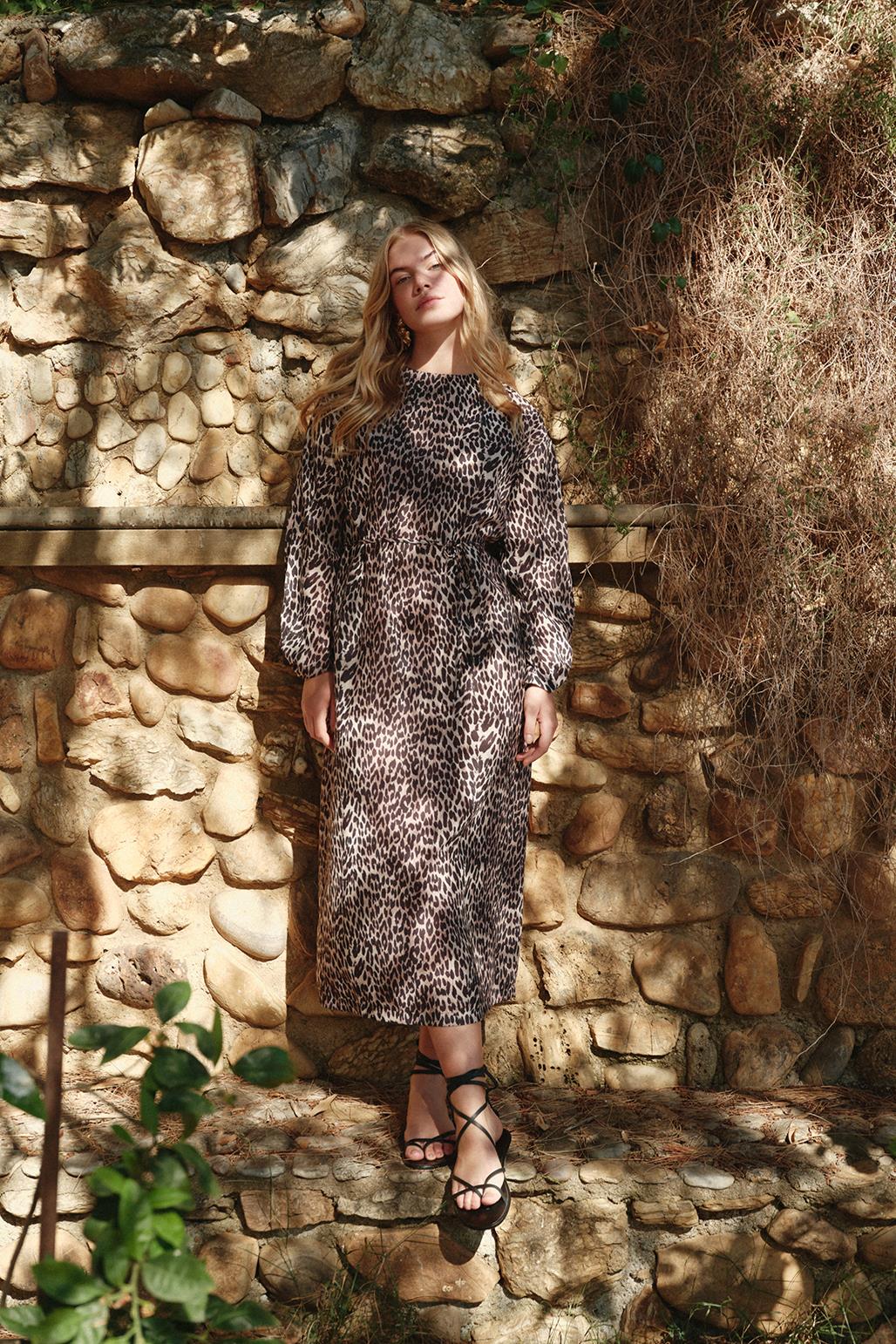 Long Modest Pareo Dress Leopard