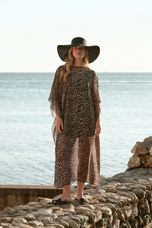 Long Modest Pareo Dress Leopard