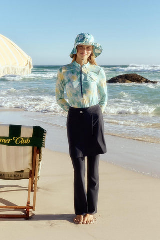Long Sleeve Printed Swim Tunic Ice Blue
