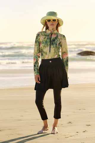 Long Sleeve Printed Swim Tunic Light Green