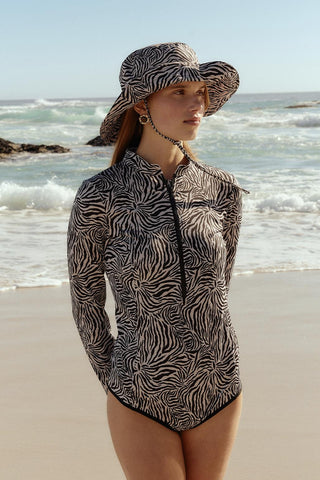 Long Sleeve Printed Swim Tunic Zebra