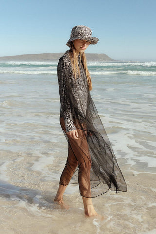 Long Sleeve Printed Swim Tunic Zebra