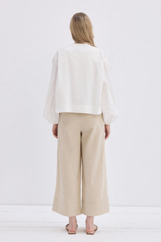 Loop Tie-Front Blouse Ecru