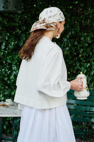 Loop Tie-Front Blouse Ecru