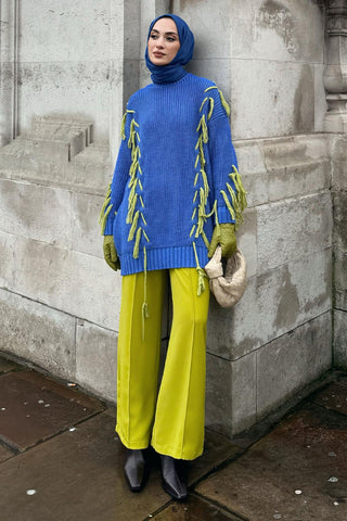 Loose Fit Crease-Leg Trousers Olive