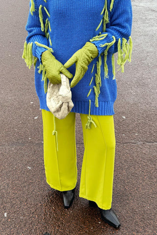 Loose Fit Crease-Leg Trousers Olive