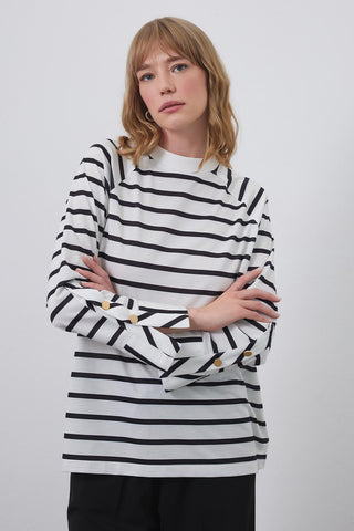 Lova Gold Buttoned Tunic Black