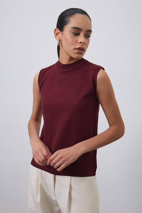 Mara Summer Sleeveless Knitwear Burgundy