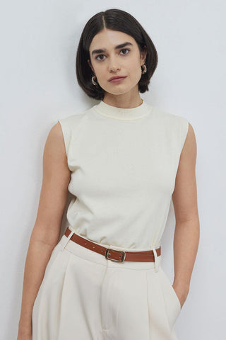 Mara Summer Sleeveless Knitwear Ecru