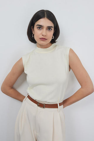 Mara Summer Sleeveless Knitwear Ecru