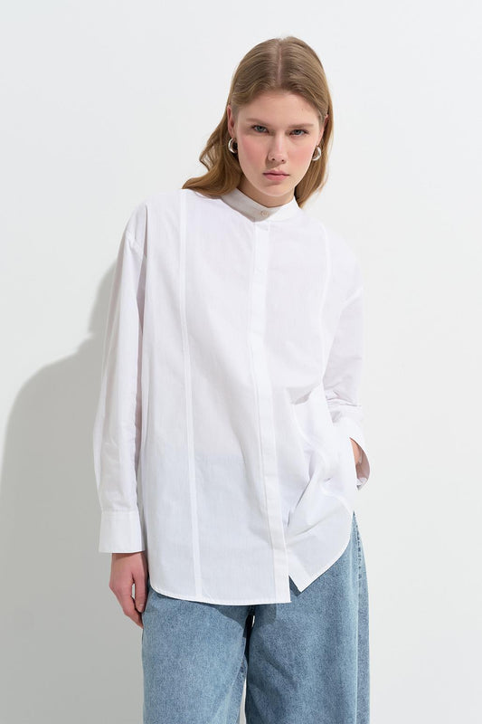 Massi Stitch Detail Shirt Ecru