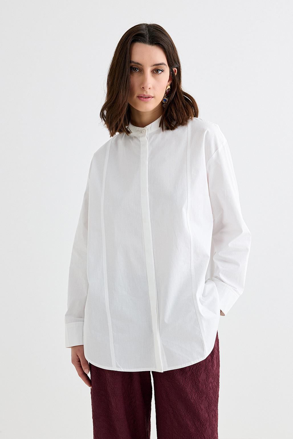 Massi Stitch Detail Shirt Ecru