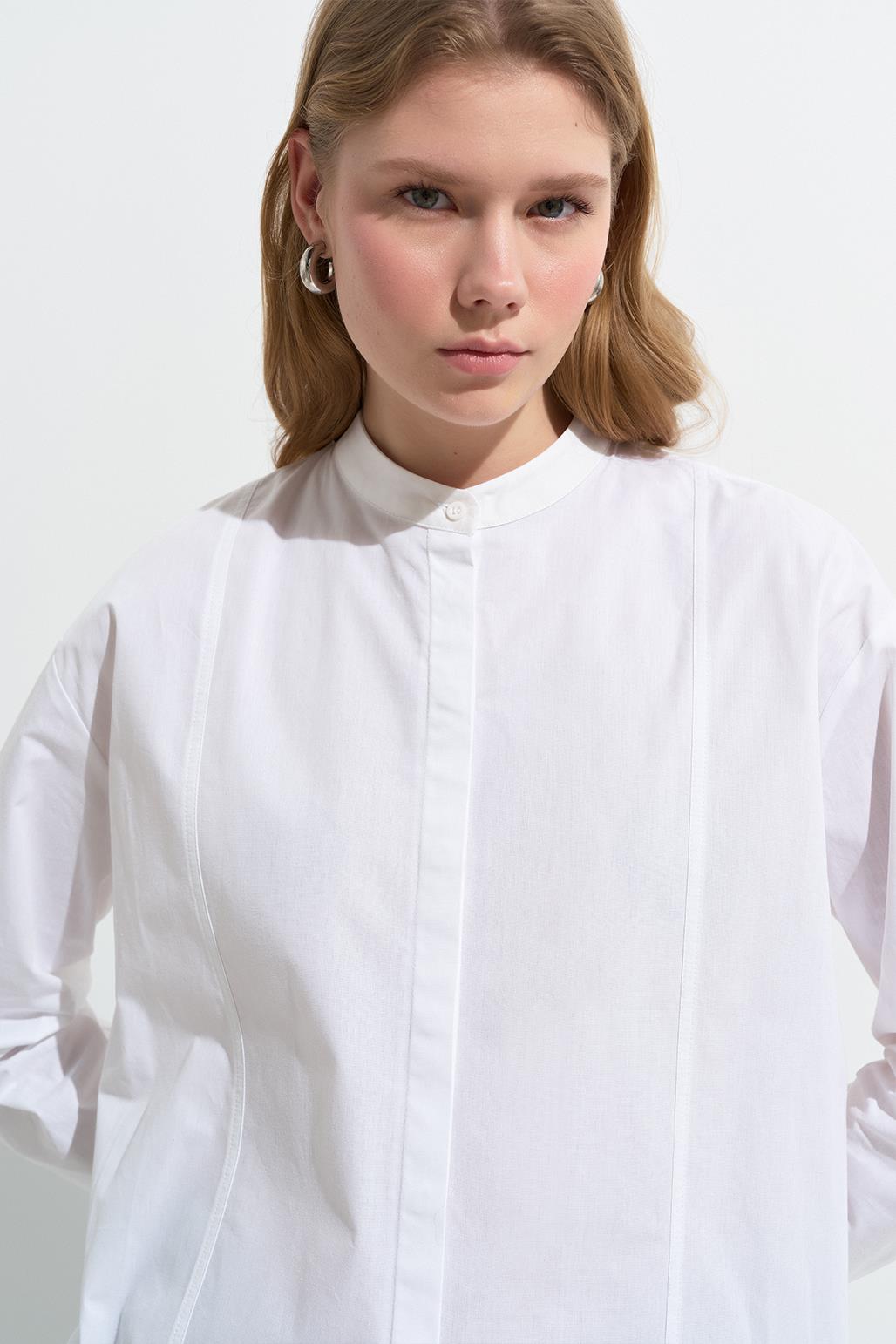 Massi Stitch Detail Shirt Ecru