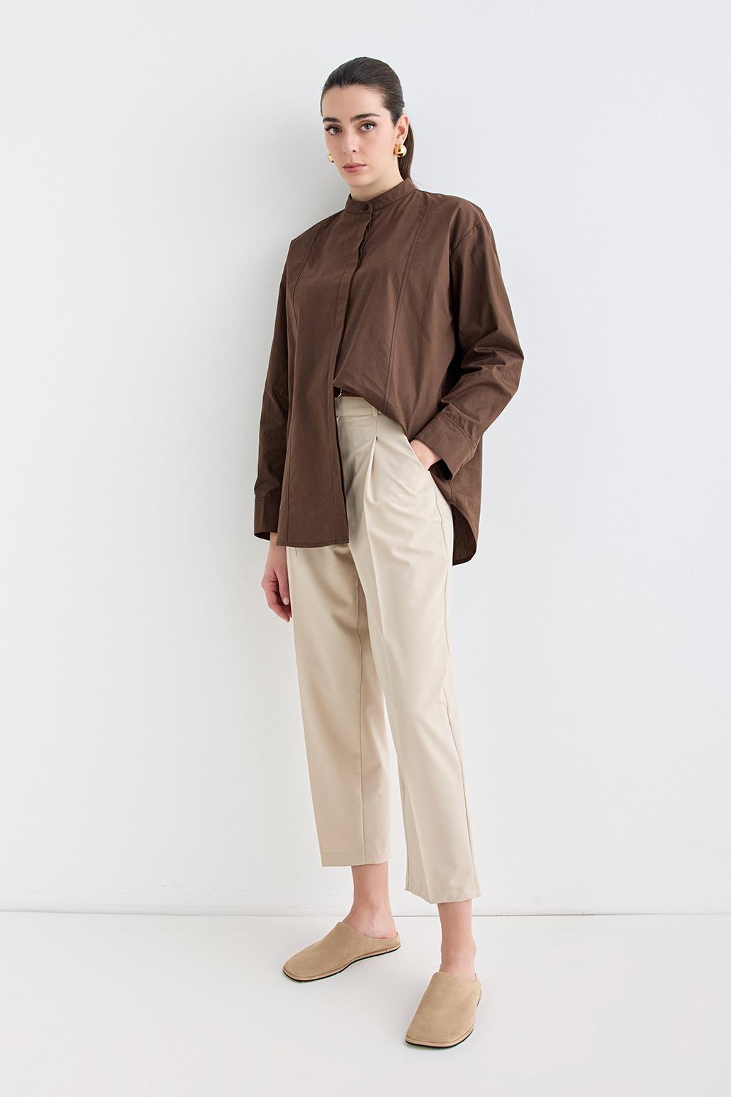 Massi Stitch Detail Shirt Brown