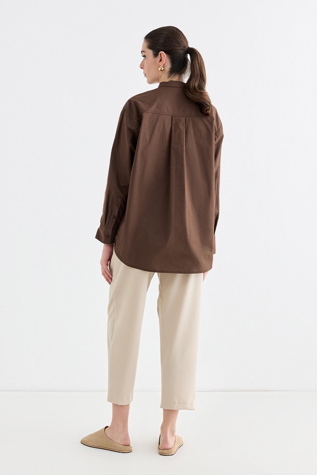 Massi Stitch Detail Shirt Brown