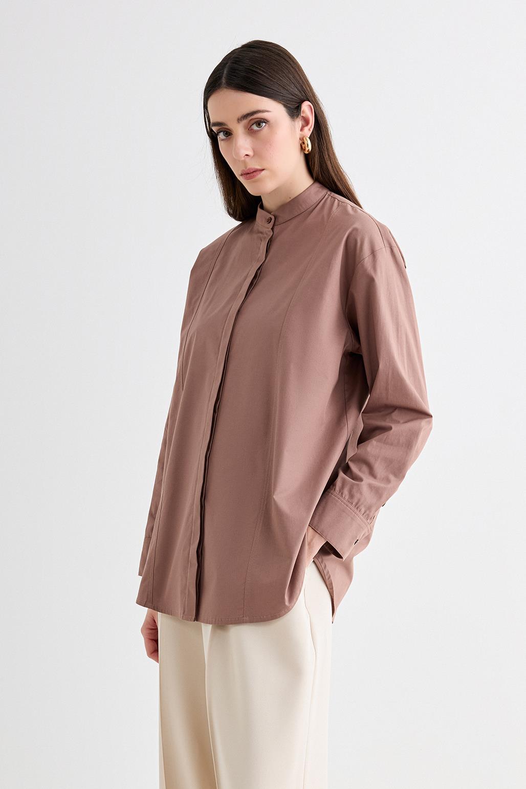 Massi Stitch Detail Shirt Marsala