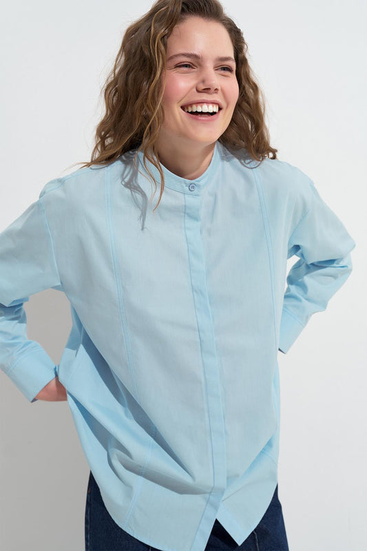 Massi Stitch Detail Shirt Blue