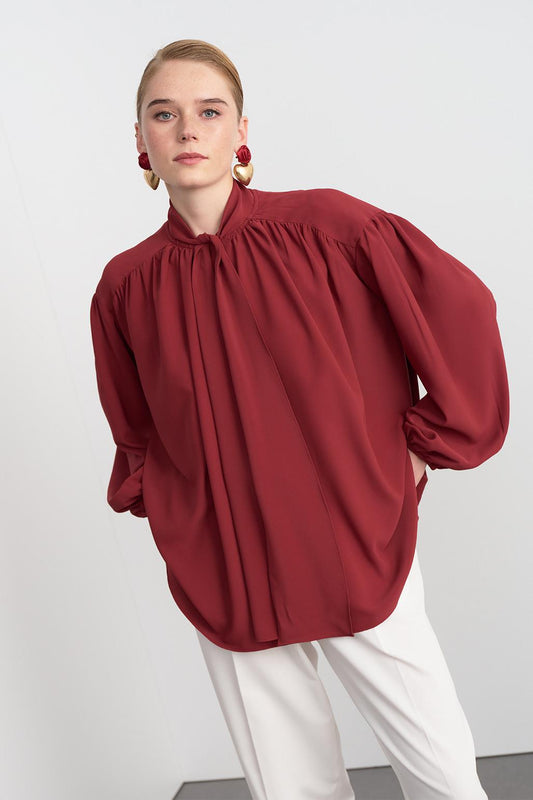 Melsa Scarf Shirt Burgundy