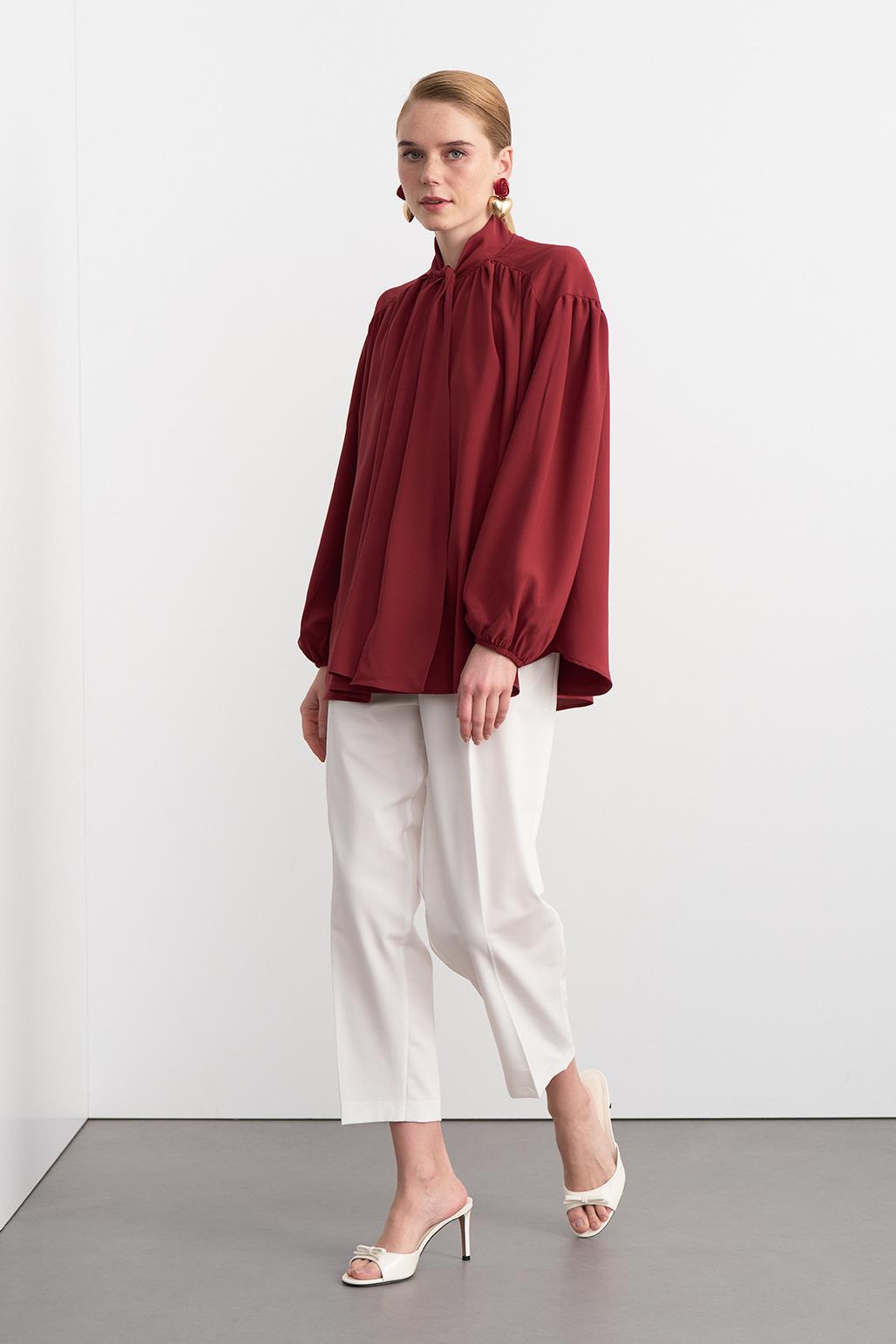 Melsa Scarf Shirt Burgundy