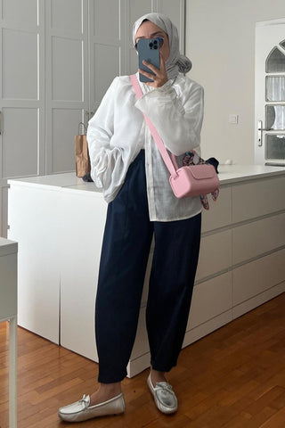 Merlin Carrot Cut Trousers Dark Blue