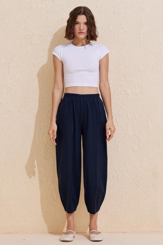 Merlin Carrot Cut Trousers Dark Blue