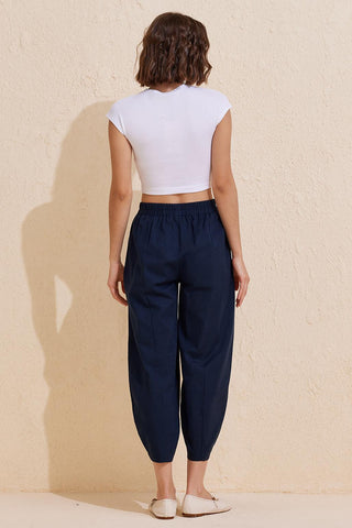 Merlin Carrot Cut Trousers Dark Blue