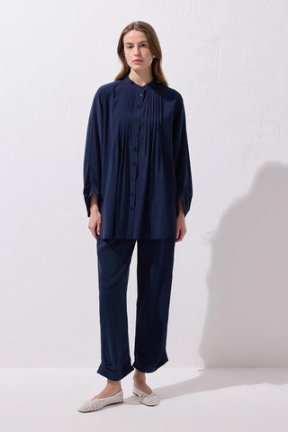 Merly Shirt and Trousers  Set Navy