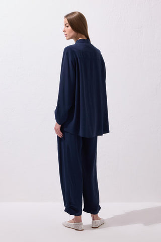 Merly Shirt and Trousers  Set Navy
