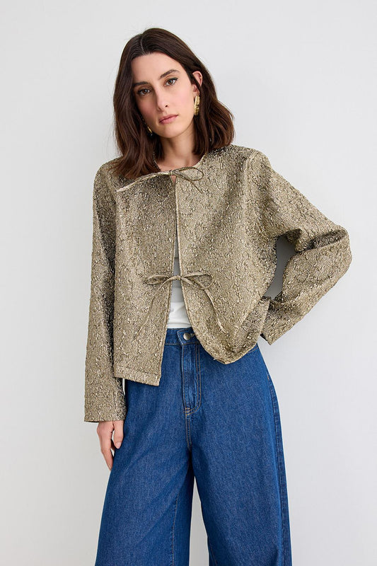 Mia Jacquard Midi Jacket Gold