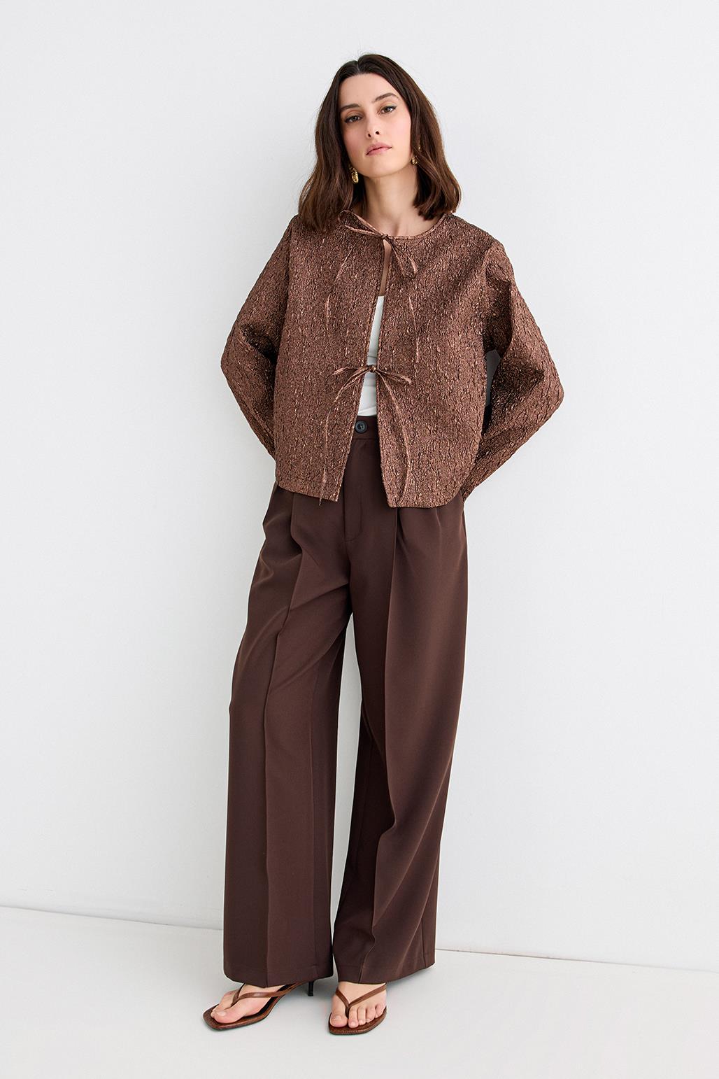 Mia Jacquard Midi Jacket Mocha