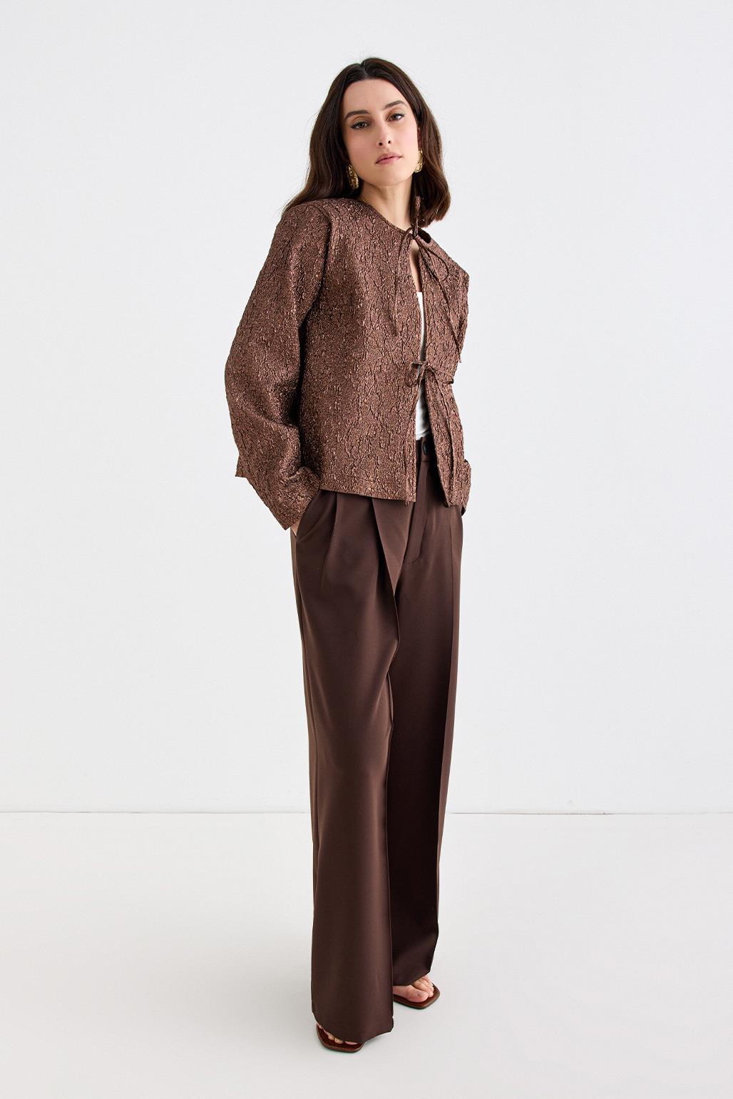 Mia Jacquard Midi Jacket Mocha