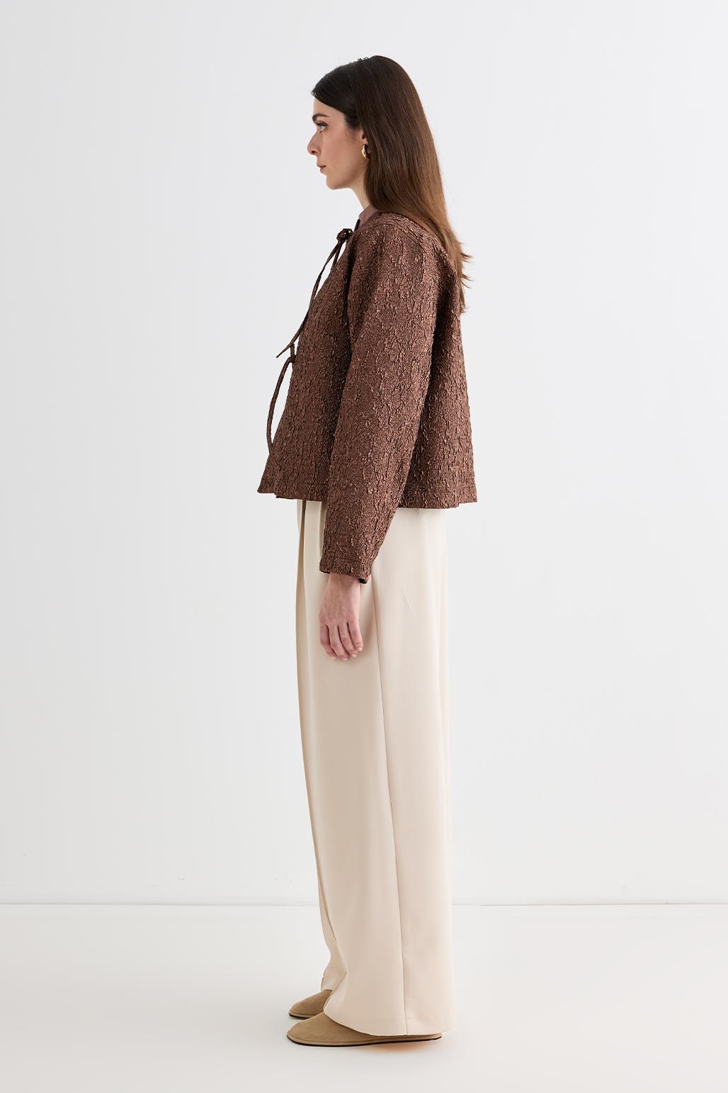 Mia Jacquard Midi Jacket Mocha