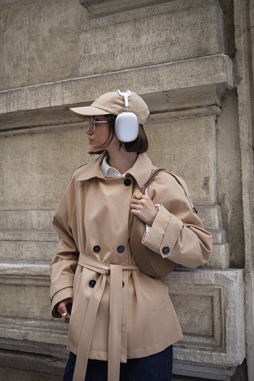 Midi Trench Coat with Windbreaker Camel