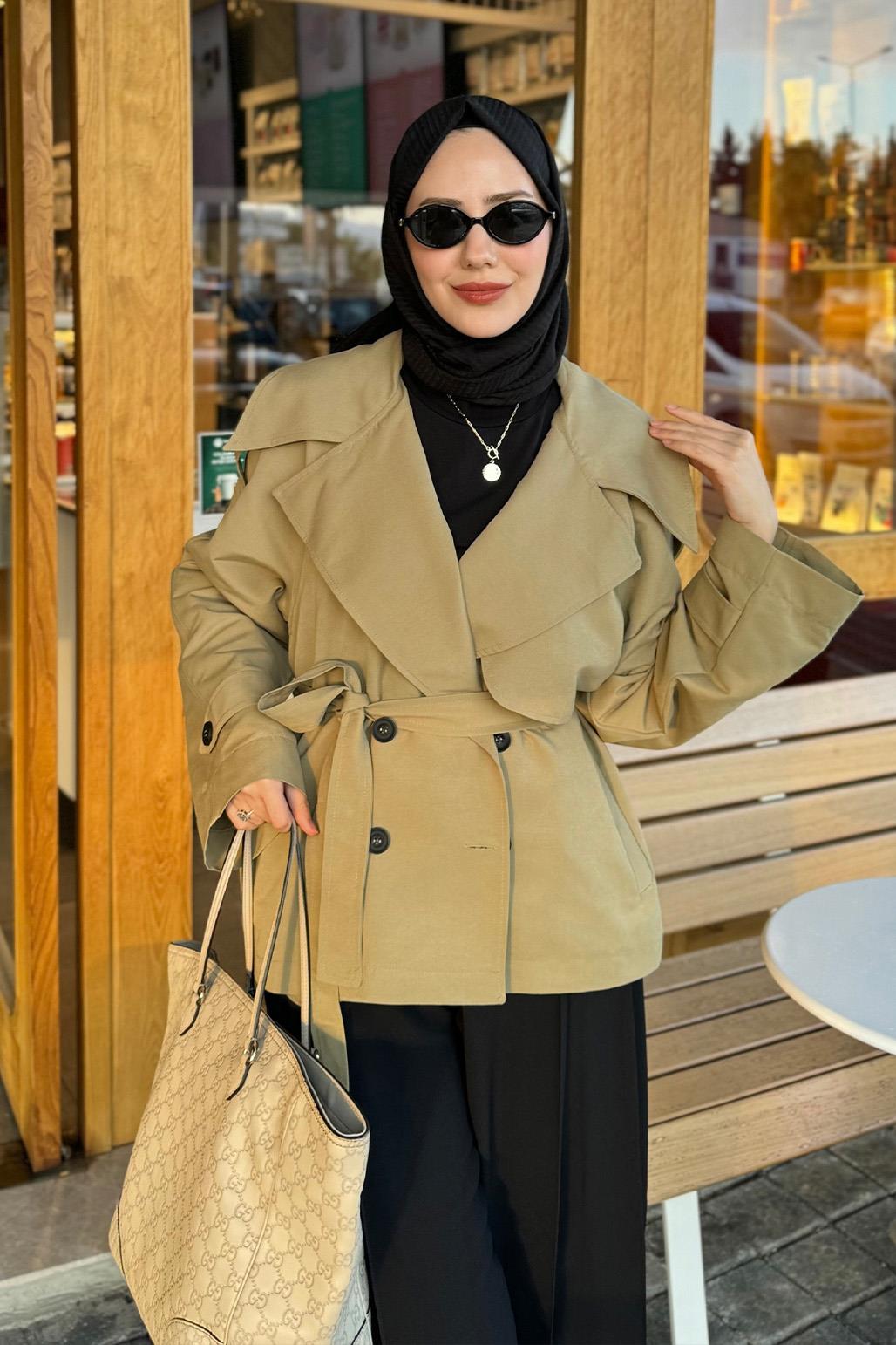 Midi Trench with Epaulet Green