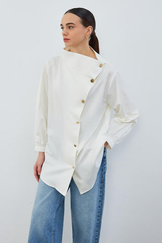 Milana Asymmetrical Shirt Ecru