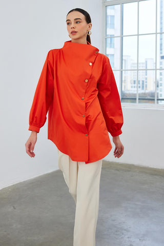 Milana Asymmetrical Shirt Plum