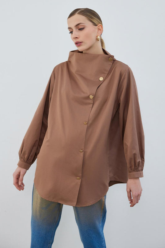 Milana Asymmetrical Shirt Terracotta