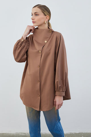 Milana Asymmetrical Shirt Terracotta