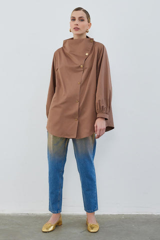 Milana Asymmetrical Shirt Terracotta