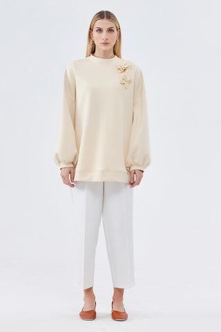 Mima Floral Applique Tunic Bone