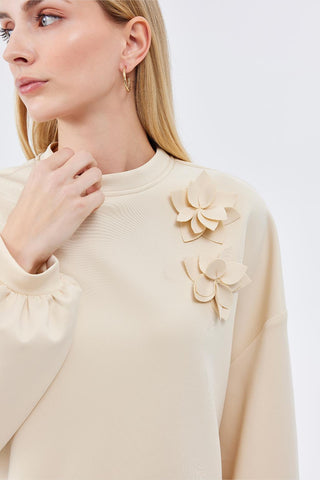 Mima Floral Applique Tunic Bone