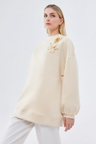 Mima Floral Applique Tunic Bone